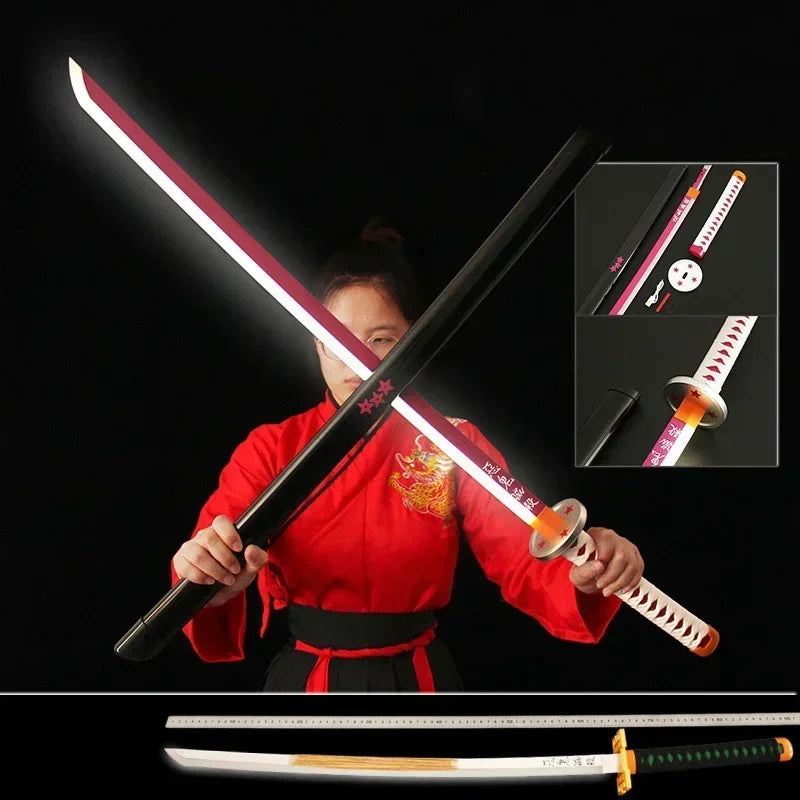 Demon Slayer Anime Katana Nichirin lame en bois Led
