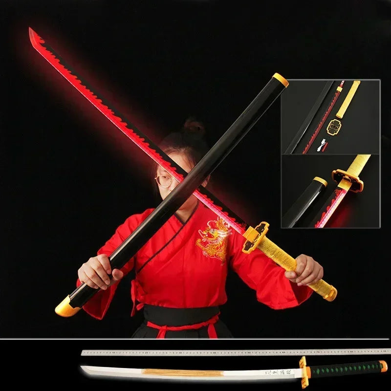 Demon Slayer Anime Katana Nichirin lame en bois Led