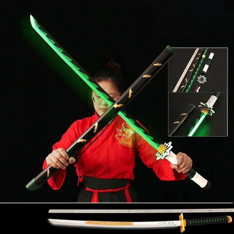 Demon Slayer Anime Katana Nichirin lame en bois Led